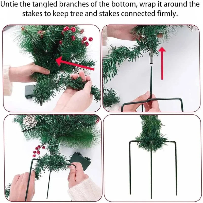 Christmas Planter Lighted Artificial Pine Trees with LED Lights-1