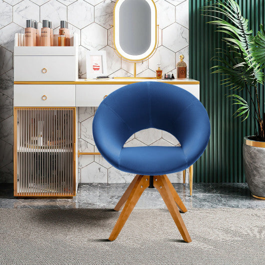 Swivel Accent Chair with Oversized Upholstered Seat for Home Office-Blue - Color: Blue