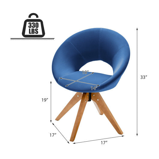 Swivel Accent Chair with Oversized Upholstered Seat for Home Office-Blue - Color: Blue