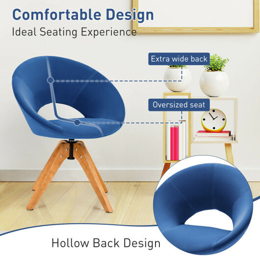 Swivel Accent Chair with Oversized Upholstered Seat for Home Office-Blue - Color: Blue