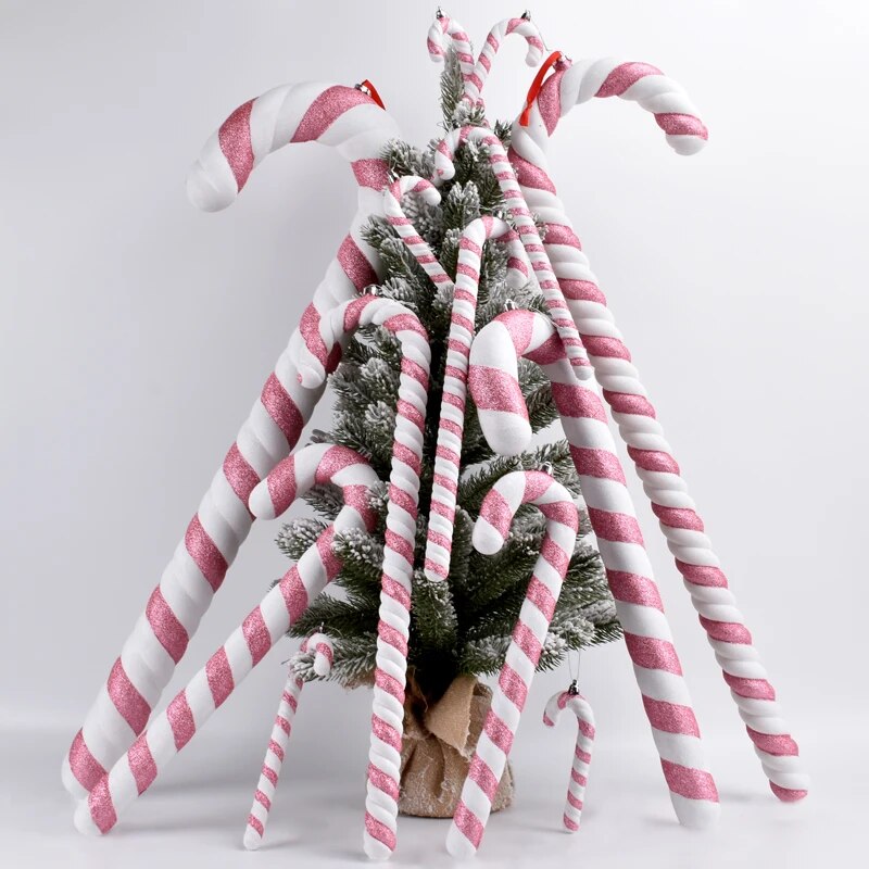 16-43cm Christmas Pink Ornament Dance Performance Cane Pink Candy Props Photographic Wedding Christmas Tree Candy Cane Pendant