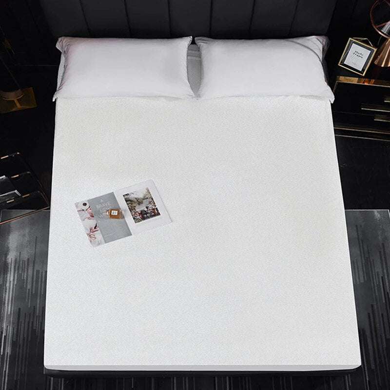 100% Bamboo Fiber Fabric Fitted Bed Sheet with Elastic Band Anti-mite Multi Size Mattress Protector Cover Waterproof  Bedsheet