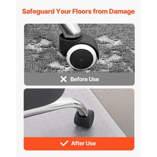 Chair Mat, 60 x 46-inch Office Chair Mat for Low Pile Carpeted Floors, Clear Floor Protector Rug with Studded, Non-Slip & Easy to Clean, Smooth Glide Under Desk Rug for Home Office (Rectangular)