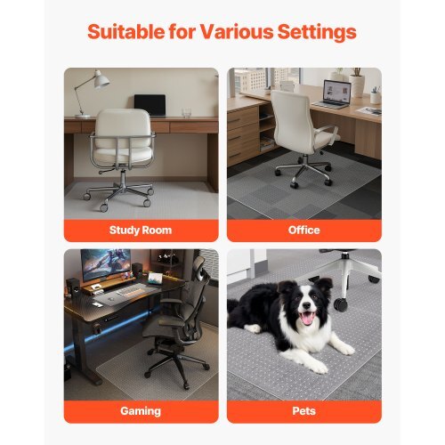 Chair Mat, 60 x 46-inch Office Chair Mat for Low Pile Carpeted Floors, Clear Floor Protector Rug with Studded, Non-Slip & Easy to Clean, Smooth Glide Under Desk Rug for Home Office (Rectangular)