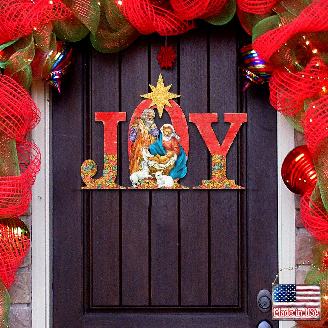 Regal Joy Nativity Christmas Nativity Door Decor by G. DeBrekht - Nativity Holiday Decor - 8121456H-0