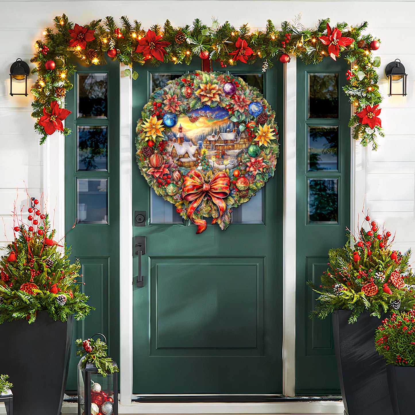 Christmas Wreath 36"-Inch Outdoor Indoor Decor Wooden Christmas Decoration by G. Debrekht - Christmas Decor - 8652802F-0