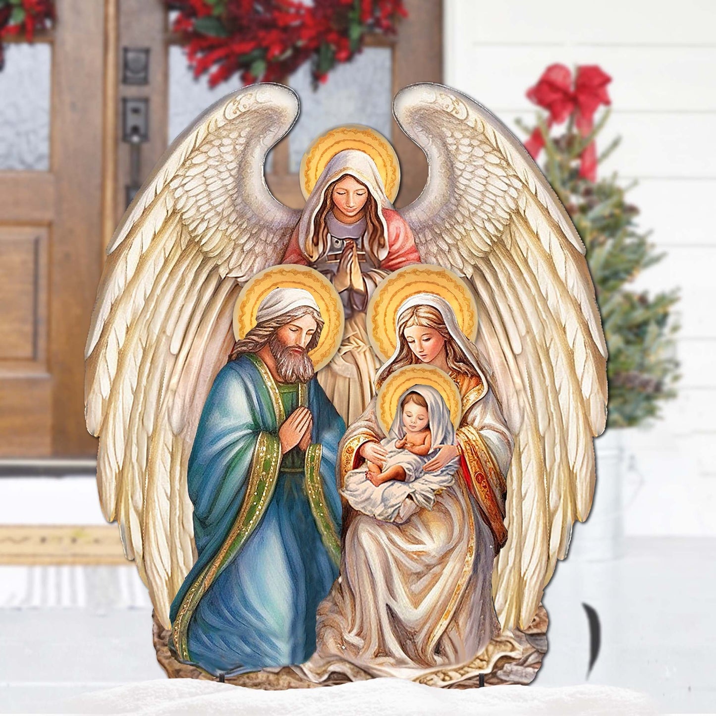 Nativity with Angel Outdoor Decor by G. Debrekht - Nativity Holiday Decor - 8611056F-2