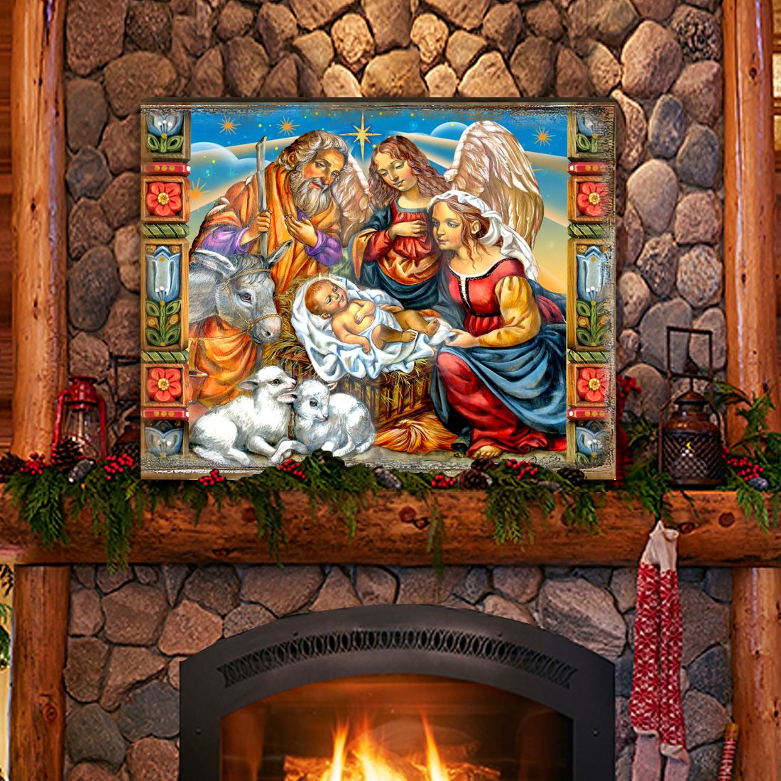 Hitchin Nativity Wooden Wall Art by G. DeBrekht - Nativity Holiday Decor - 8614031B-1