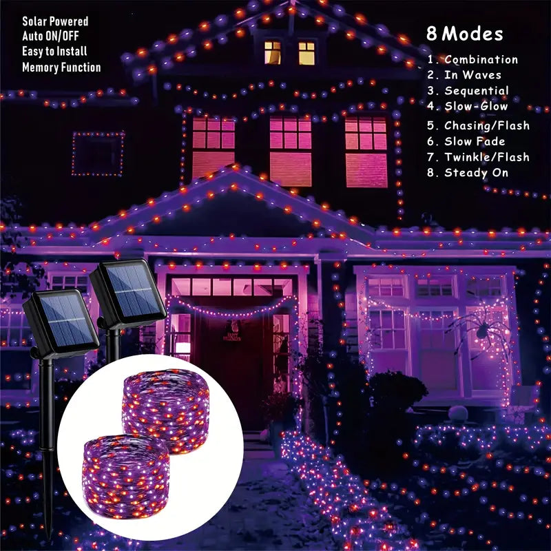Twinkling Holiday Glow: Christmas Solar Copper Wire Lights-1