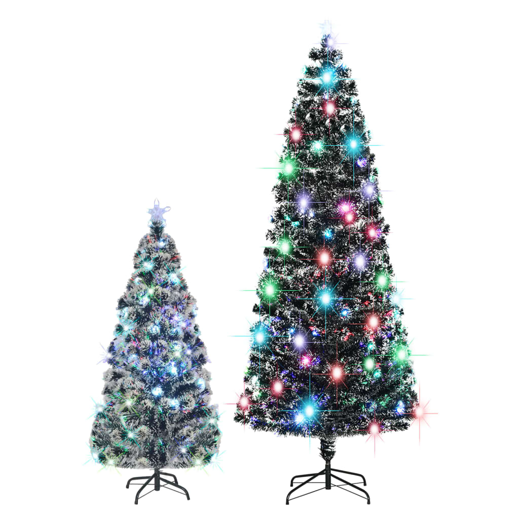 vidaXL Pre-lit Christmas Tree Xmas Tree Decoration Green and White Fiber Optic-5