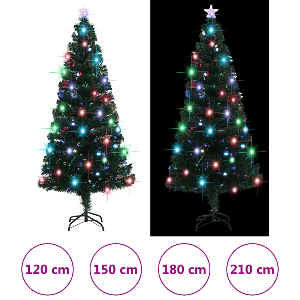 vidaXL Artificial Pre-lit Christmas Tree with Stand Xmas Tree Fiber Optic-5