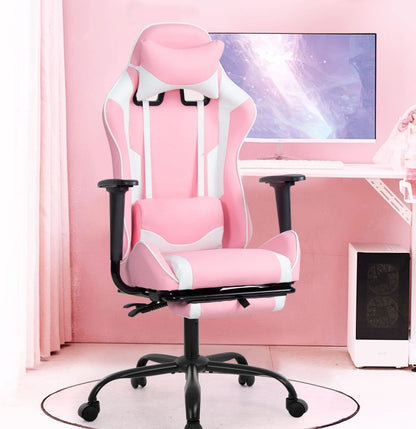 Pink PC Gaming Chair With Lumbar Support For Home Office-1