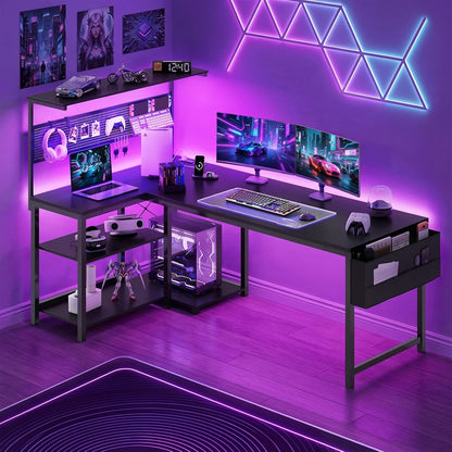 FiftyFiveInch L Shaped Gaming Desk Featuring Pegboard