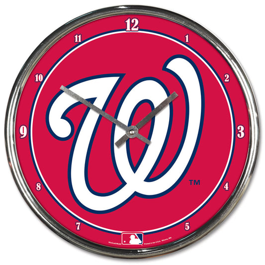 Washington Nationals Clock Round Wall Style Chrome