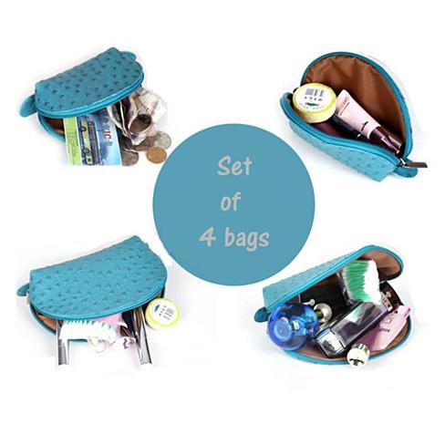 COSMO Cosmetic Faux Ostrich Cases In Set of 4