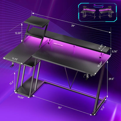 40 Inch Ergonomically Optimized Gaming Desk With LED