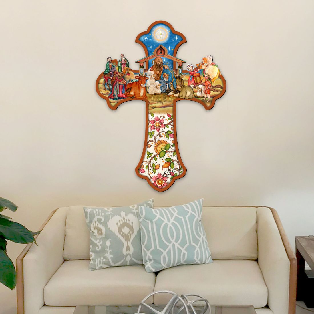 Nativity Cross Outdoor Decor by G. DeBrekht - Nativity Holiday Decor - 8191164F-1