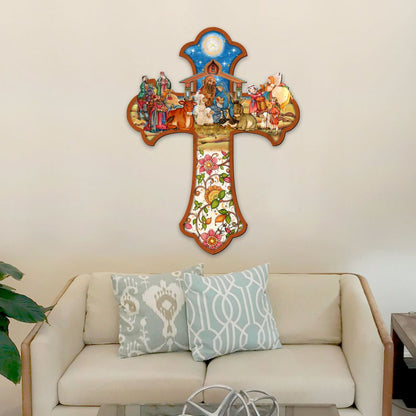 Nativity Cross Outdoor Decor by G. DeBrekht - Nativity Holiday Decor - 8191164F-1