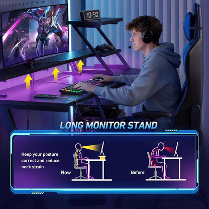 40 Inch Ergonomically Optimized Gaming Desk With LED