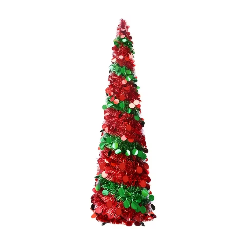 Red Green Sequin Tinsel Christmas Tree