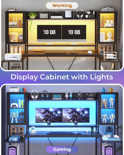 74.8Inch Ergonomically Engineered Gaming Desk LED Lights