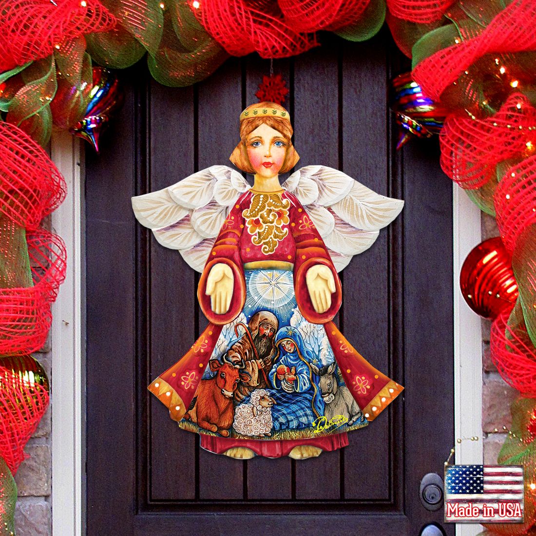 Nativity Christmas Angel Nativity Door Decor by G. DeBrekht - Nativity Holiday Decor - 8152722H-0