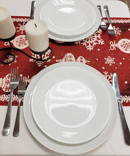 Red Christmas Ornaments Table Runner F07M5-10B-1