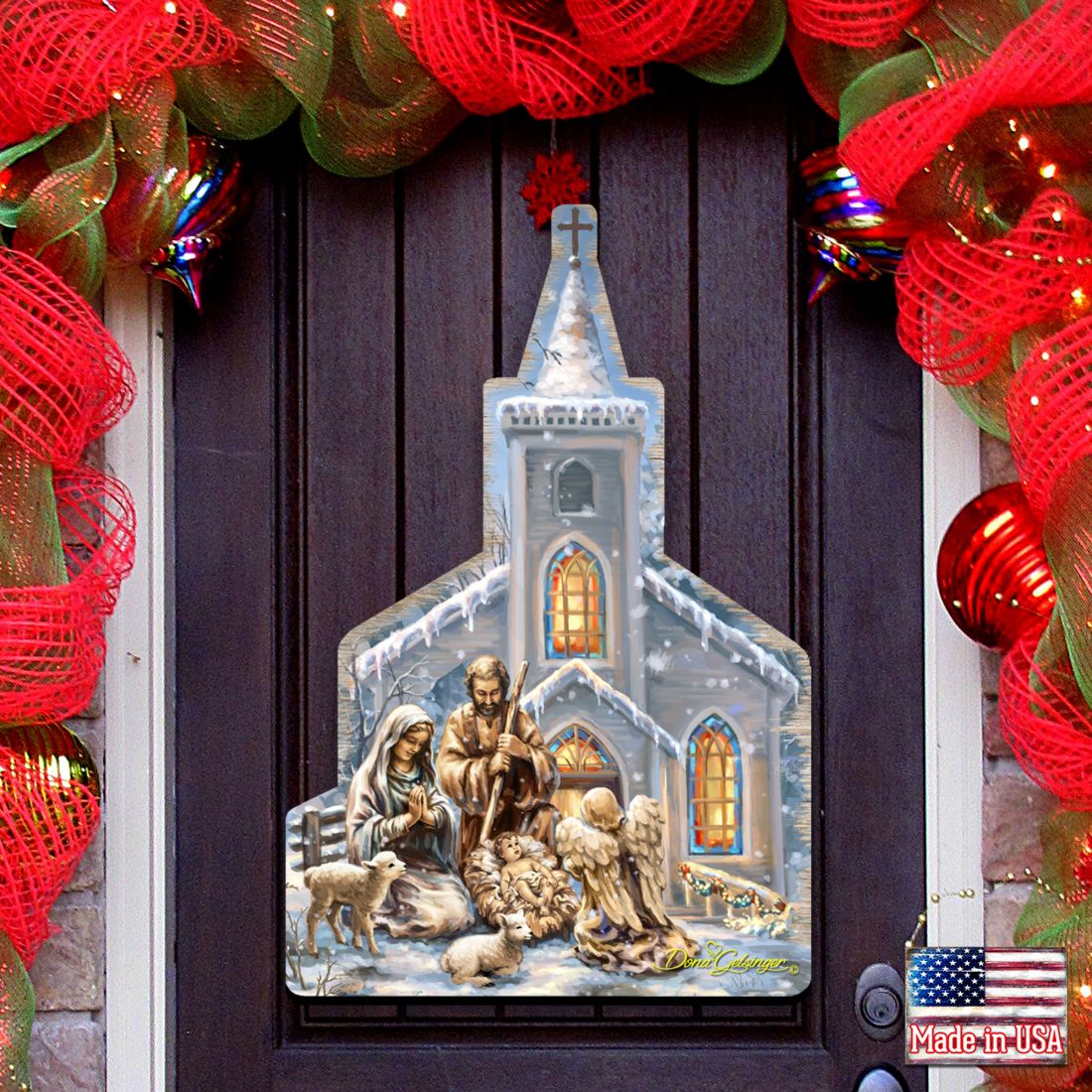 Nativity at the Chapel Nativity Door Decor by D. Gelsinger - Nativity Holiday Decor - 8121016H-1606-0