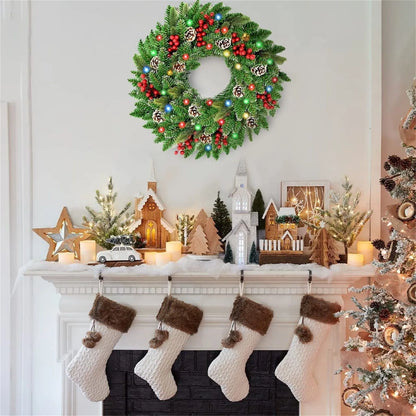 Pre-Lit Christmas Wreath with LED Lights-2