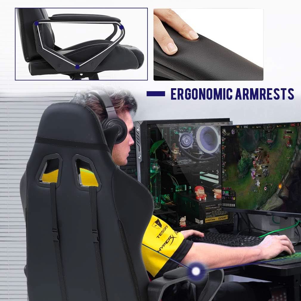 Ergonomic Gaming Chair White With Lumbar Support High Back-4