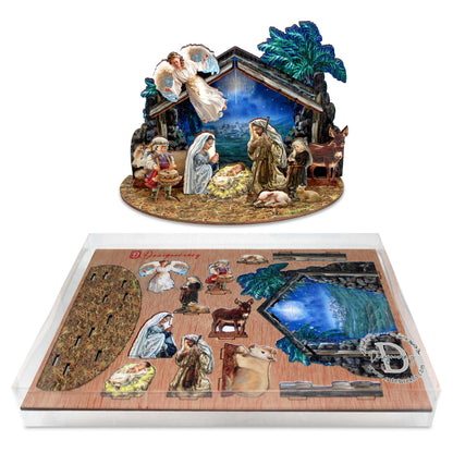 Nativity with Angel Decorative Village Set by D. Gelsinger Nativity Holiday Decor - 852760-4