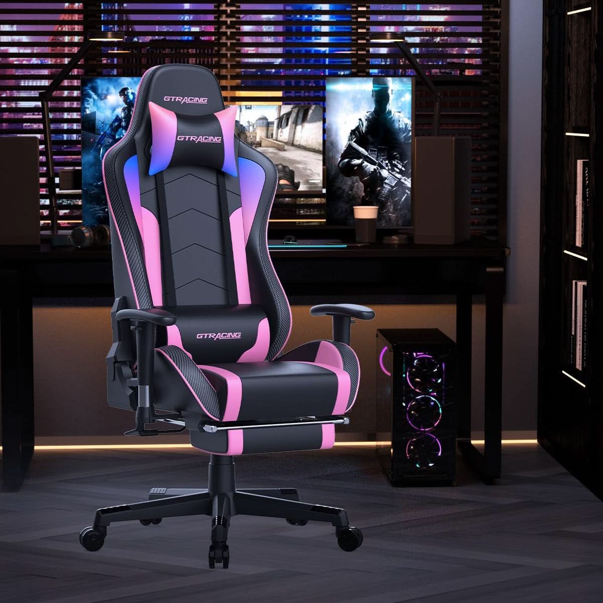 Ergonomic Gaming Chair With Bluetooth Speakers And Footrest-1