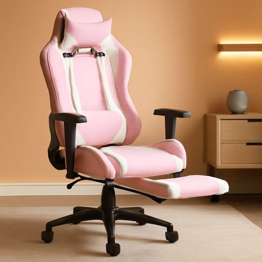 Pink PC Gaming Chair With Lumbar Support For Home Office-0