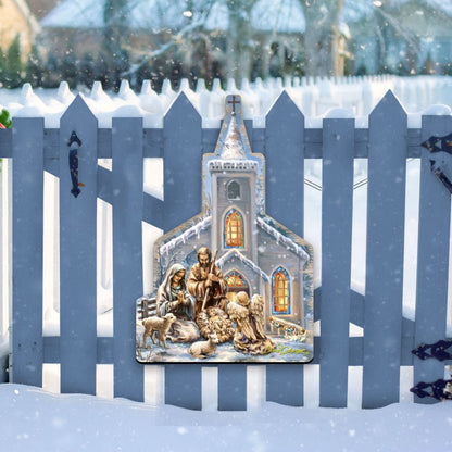 Nativity at the Chapel Nativity Door Decor by D. Gelsinger - Nativity Holiday Decor - 8121016H-1606-1