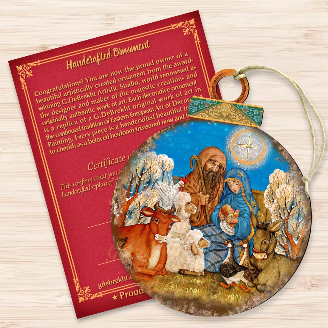 Nativity Ball Wooden Ornaments by Gelsinger - Nativity Holiday Decor - 8023852-3