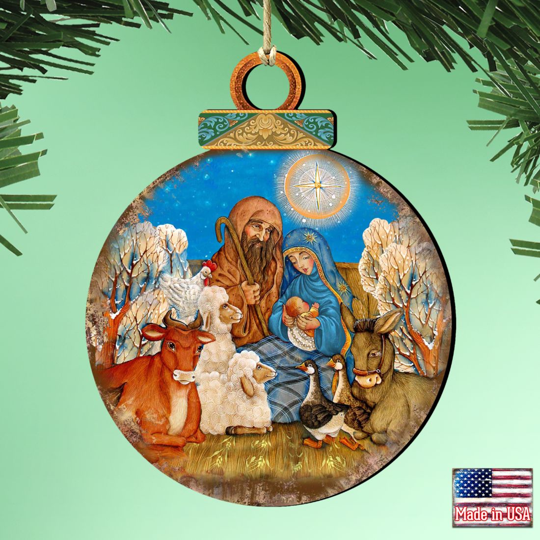 Nativity Ball Wooden Ornaments by Gelsinger - Nativity Holiday Decor - 8023852-1