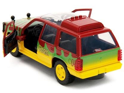 Ford Explorer Red and Yellow with Green Graphics "Jurassic Park" (1993) Movie 30th Anniversary "Hollywood Rides" Series 1/32 Diecast Model Car by Jada-3