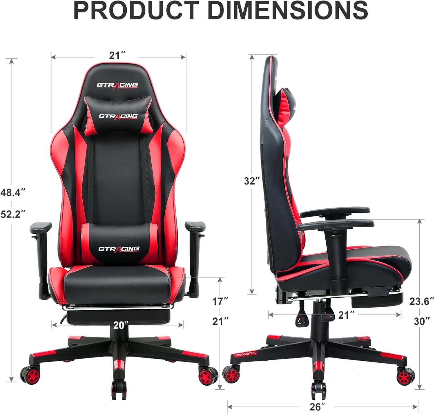 Brick Red Ergonomic Gaming Chair With Footrest And Reclining-1