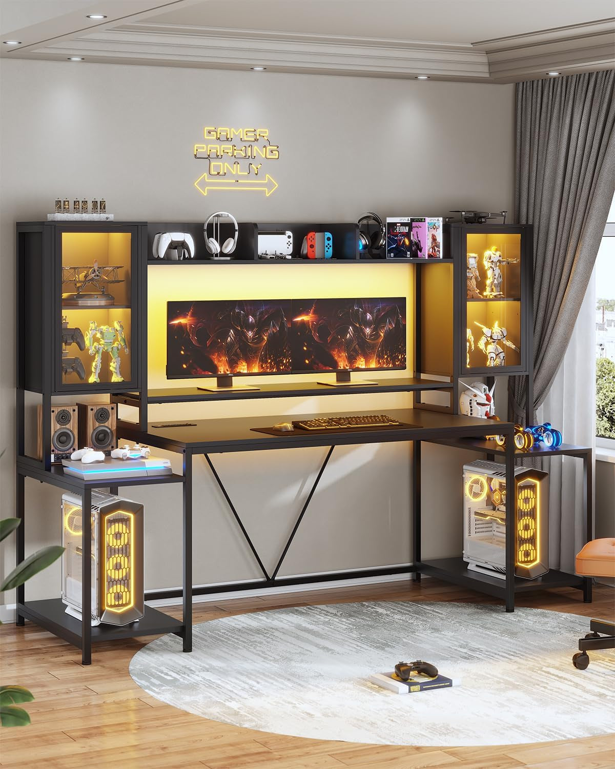 74.8Inch Ergonomically Engineered Gaming Desk LED Lights