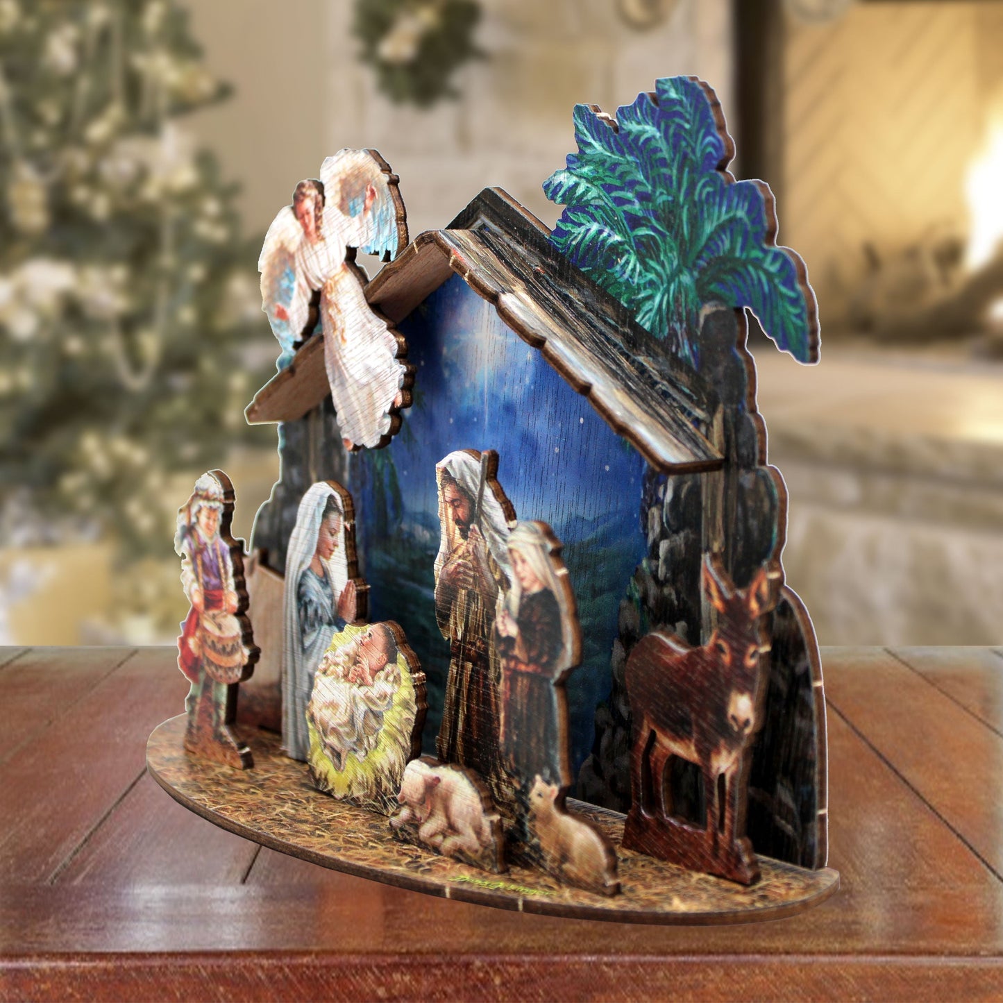 Nativity with Angel Decorative Village Set by D. Gelsinger Nativity Holiday Decor - 852760-2