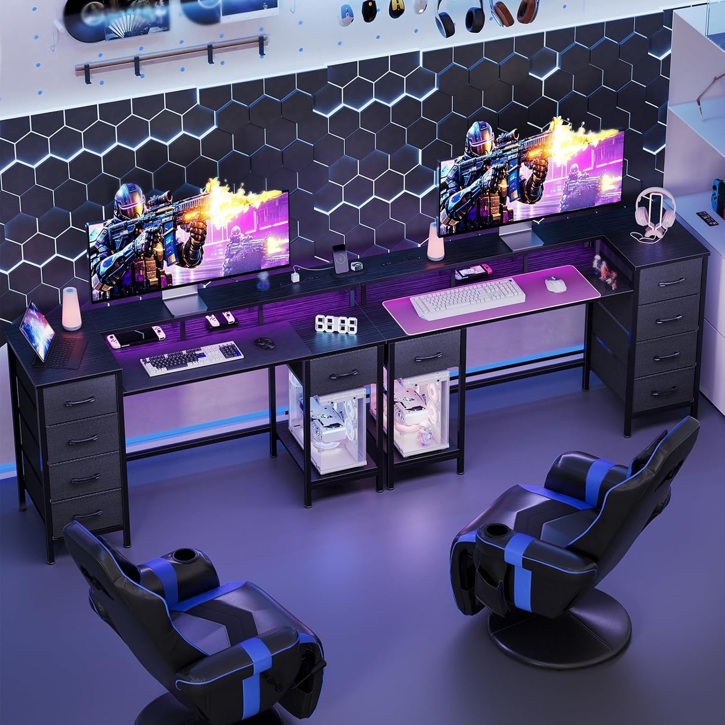 Forty Seven Inch Gaming Desk With RGB LED Illumination