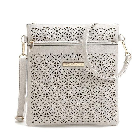 Color: CLASSIC WHITE - Blossomita Handbag With Cutout Flower Design