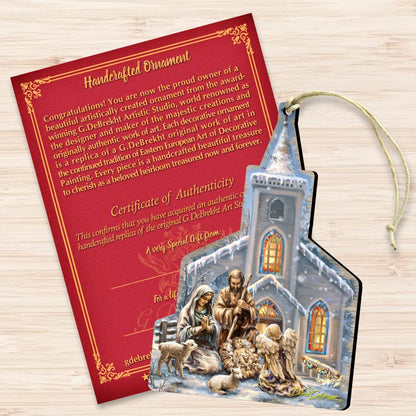 Nativity Chapel Wooden Ornaments by Gelsinger - Nativity Holiday Decor - 8121016-1606-3