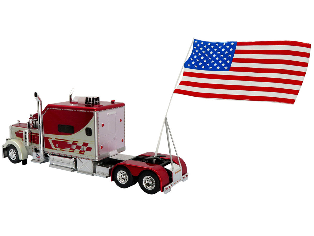 1997 Peterbilt 379 Tractor Truck White and Red Metallic with American Flag Limited Edition to 504 pieces Worldwide "Vintage Heavy Haul Truck Collection" 1/43 Diecast Model by Iconic Replicas-2