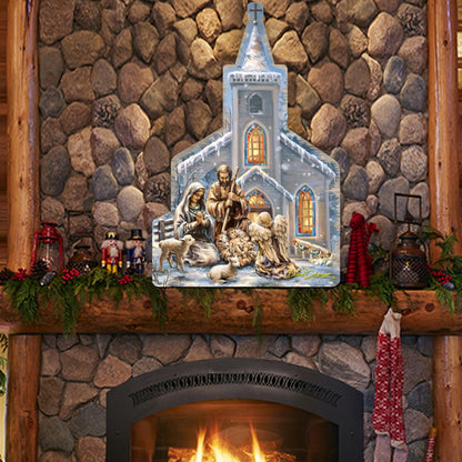 Nativity at the Chapel Nativity Door Decor by D. Gelsinger - Nativity Holiday Decor - 8121016H-1606-2