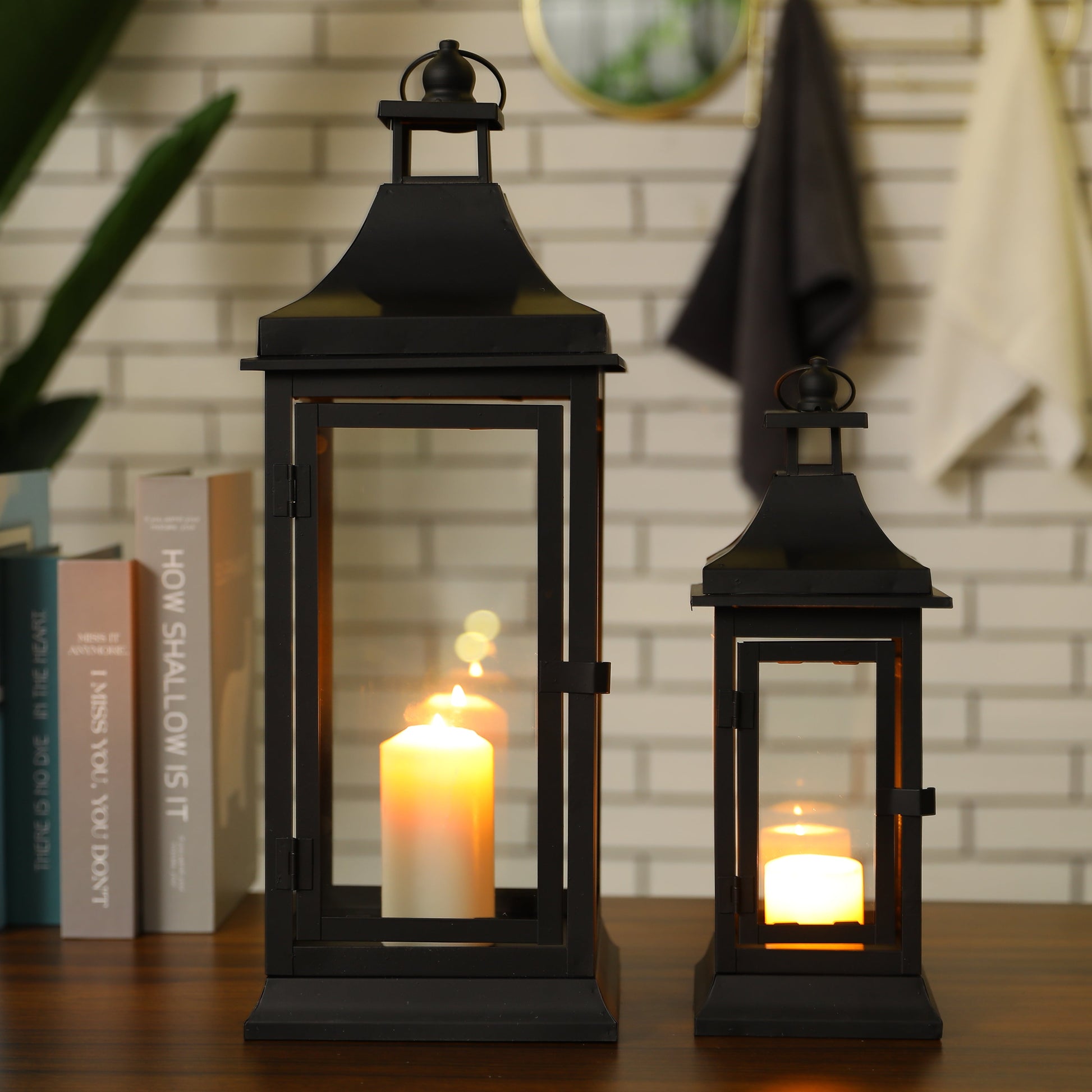 13''&19.5''Tall Outdoor Candle Lanterns（Set of 2）-3