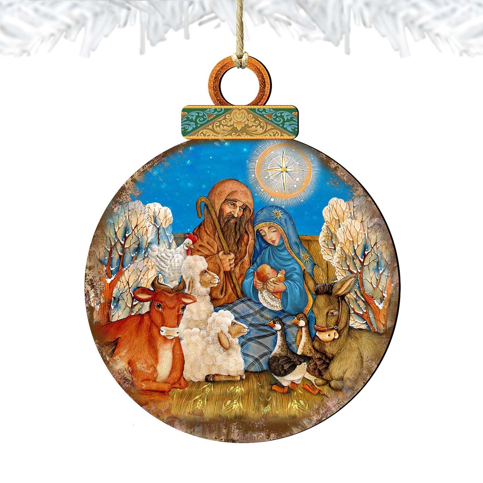Nativity Ball Wooden Ornaments by Gelsinger - Nativity Holiday Decor - 8023852-4