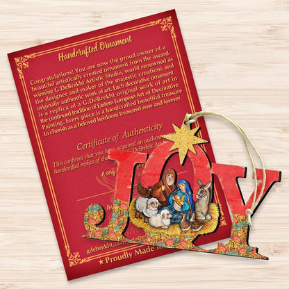 Joy Nativity Wooden Ornaments by G. DeBrekht - Nativity Holiday Decor - 8121454-3