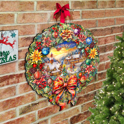 Christmas Wreath 36"-Inch Outdoor Indoor Decor Wooden Christmas Decoration by G. Debrekht - Christmas Decor - 8652802F-4