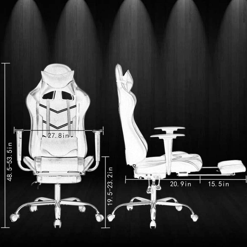 Blue Gaming Chair With Footrest And Lumbar Support For Desk-2